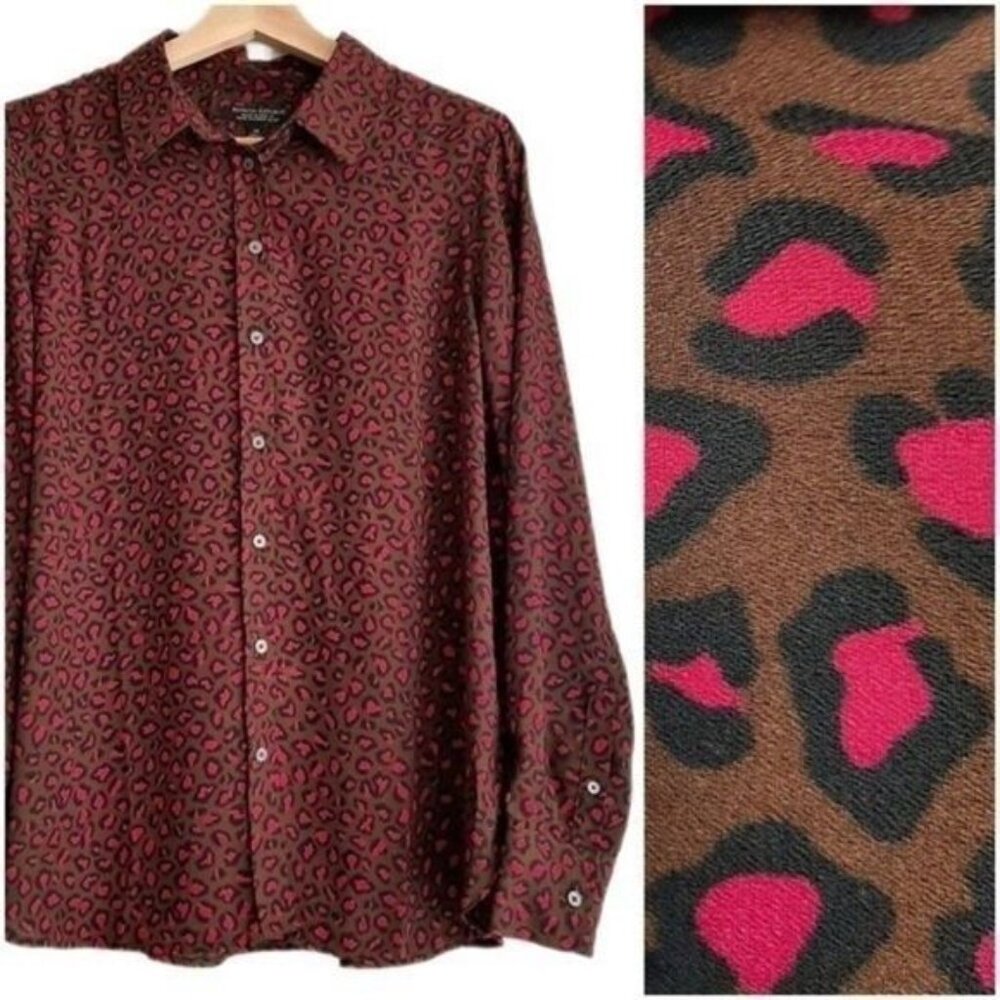 BANANA REPUBLIC | Dillon Classic Fit Animal Print Top Button Down Shirt Sz M